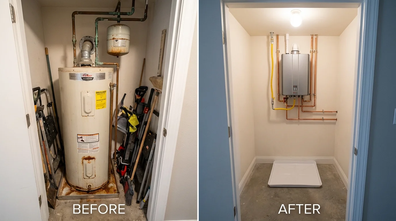 Tank water heater versus wall-mounted tankless unit comparison for Queens, NY homeowners