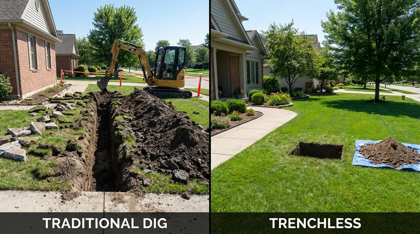Trenchless sewer repair with minimal yard damage versus traditional excavation in Queens, NY